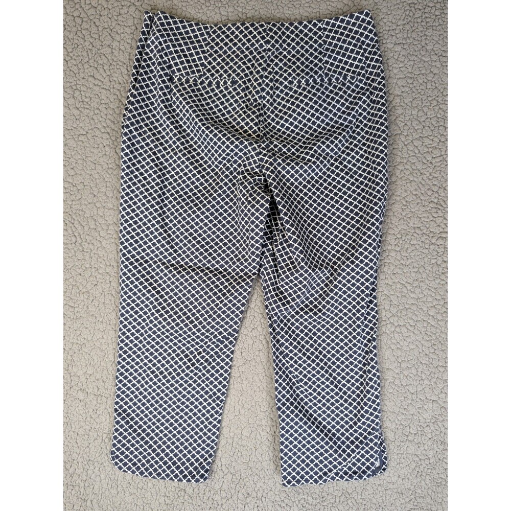 Talbots Capri Cropped Pants Womens 8P Straight Mid Rise Geometric Blue White - Picture 8 of 9